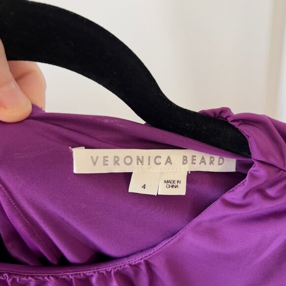 Veronica Beard Purple Draped Sleeveless Bora Dress Size 4 Color Purple - Picture 4 of 6